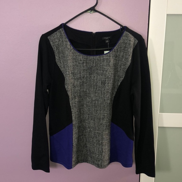 Long-Sleeved Color Block Ann Taylor Blouse PL - Picture 1 of 5